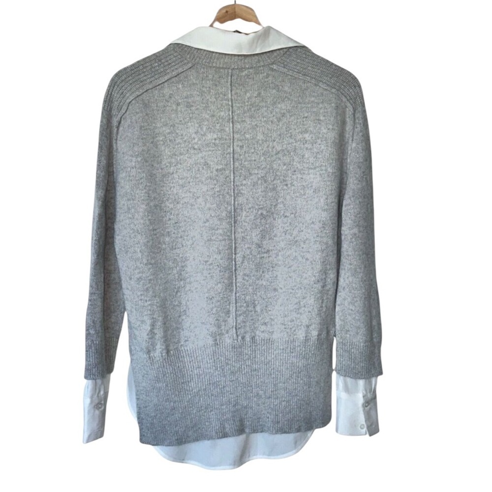 BROCHU WALKER LOOKER LAYER V-NECK CASHMERE BLEND GREY SWEATER SIZE XS - Picture 6 of 14